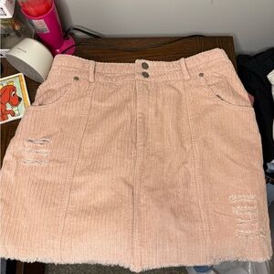 Pink Corduroy Mini Skirt